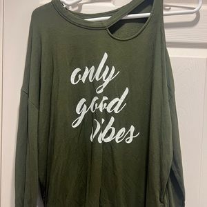 express cold shoulder sweatshirt size medium olive green